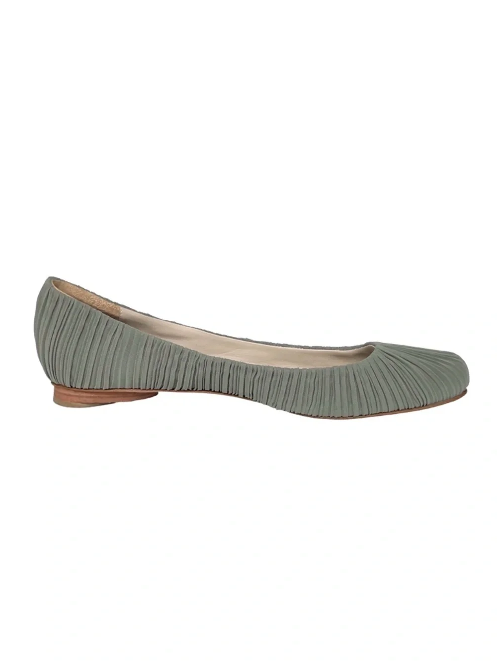 Dusica Sacks Pleated Ballet Flats Gray Sculpted Heel Italy 40